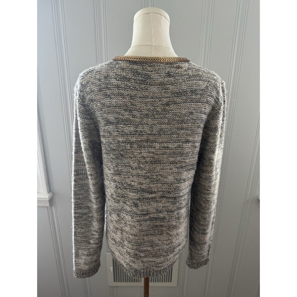 Womens Fabrik Long Sleeve Brown Cardigan with Gold Chain Embellishment Size L - Picture 6 of 8
